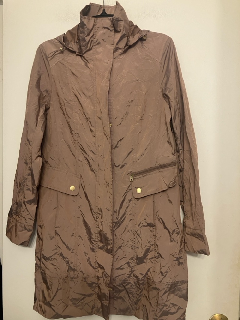 Cole haan removeable hood rain jacket in mauve ladies small